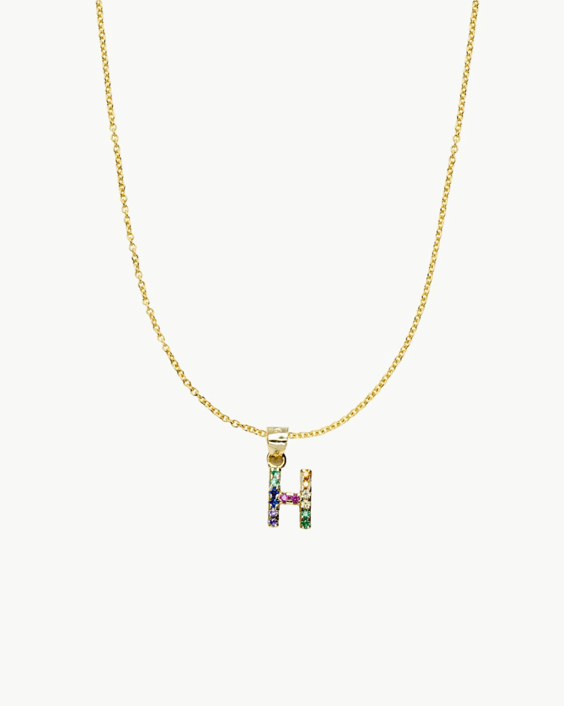 H - COLLAR INICIAL CIRCONITAS COLORES | LETRA -H-