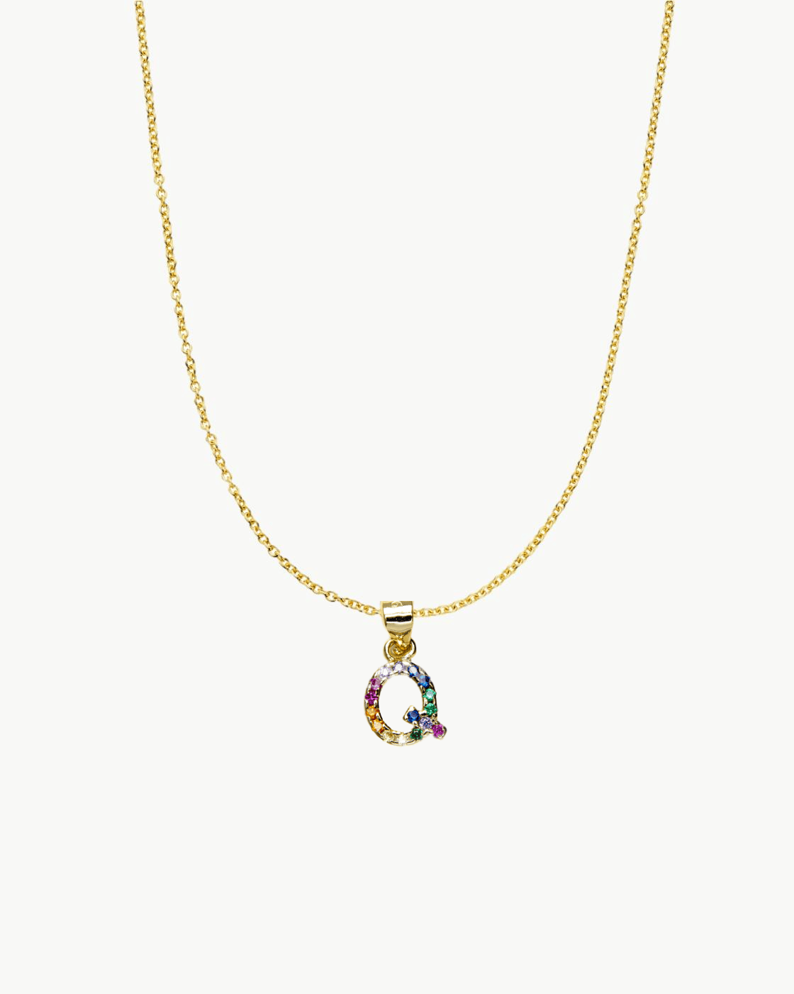 Q - COLLAR INICIAL CIRCONITAS COLORES | LETRA -Q-