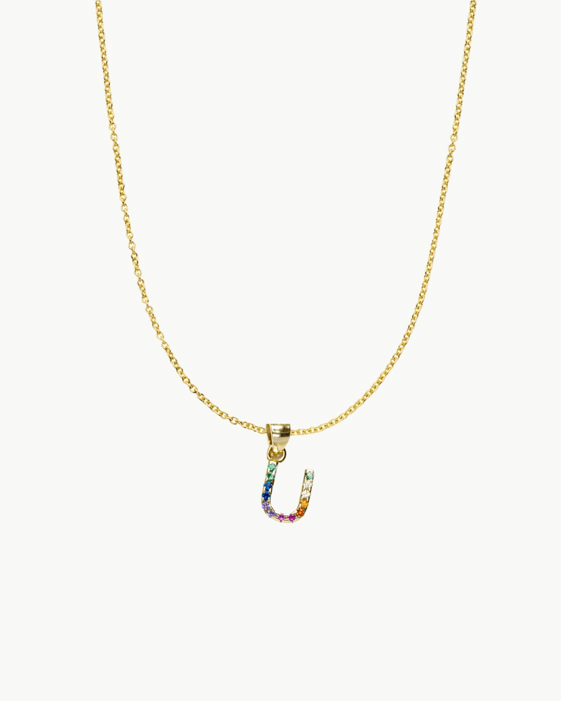 U - COLLAR INICIAL CIRCONITAS COLORES | LETRA -U-