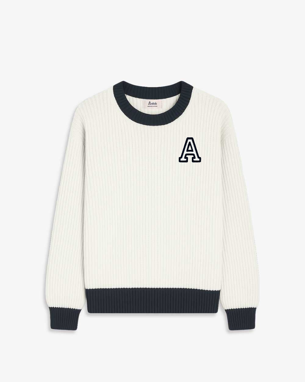 OFF WHITE BICOLOR SWEATER | INITIAL CLASSIC