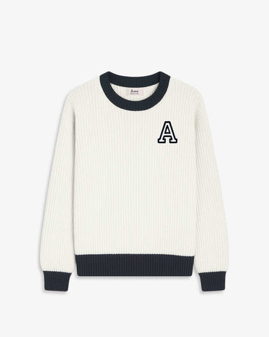 OFF WHITE BICOLOR SWEATER | INITIAL CLASSIC