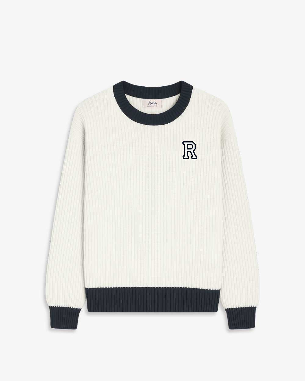 OFF WHITE BICOLOR SWEATER | INITIAL CLASSIC