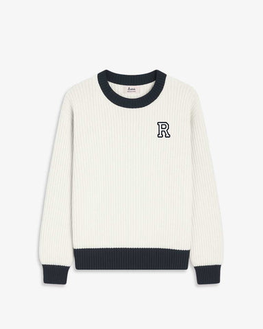OFF WHITE BICOLOR SWEATER | INITIAL CLASSIC