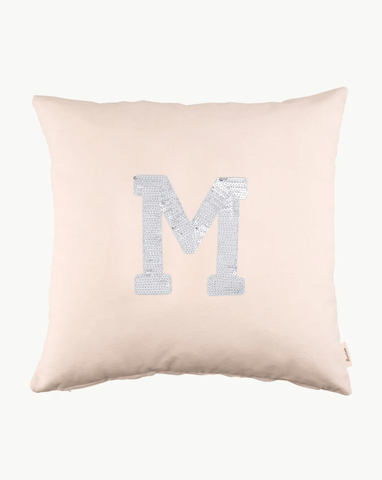 OFF-WHITE CUSHION | GOLDEN SEQUINS INITIAL