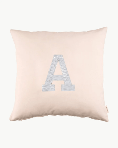 OFF-WHITE CUSHION | GOLDEN SEQUINS INITIAL