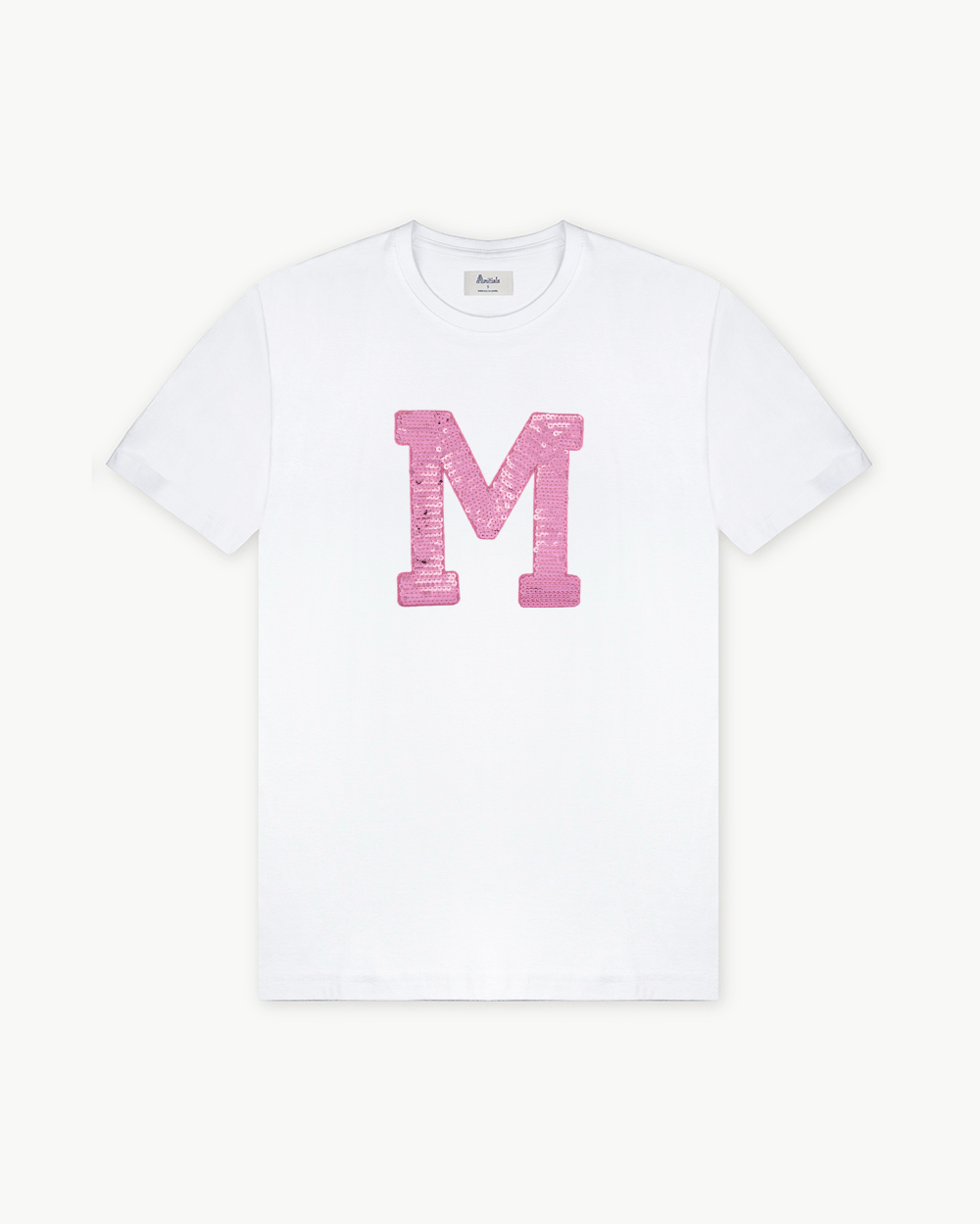 KIDS - CAMISETA BLANCA | INICIAL LENTEJUELAS ROSAS