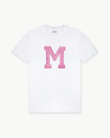 KIDS - CAMISETA BLANCA | INICIAL LENTEJUELAS ROSAS