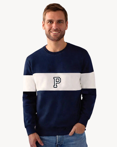 VARSITY SWEATSHIRT NAVY BLUE/OFF WHITE | INITIAL MINI