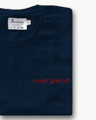 NAVY BLUE T-SHIRT "never give up"