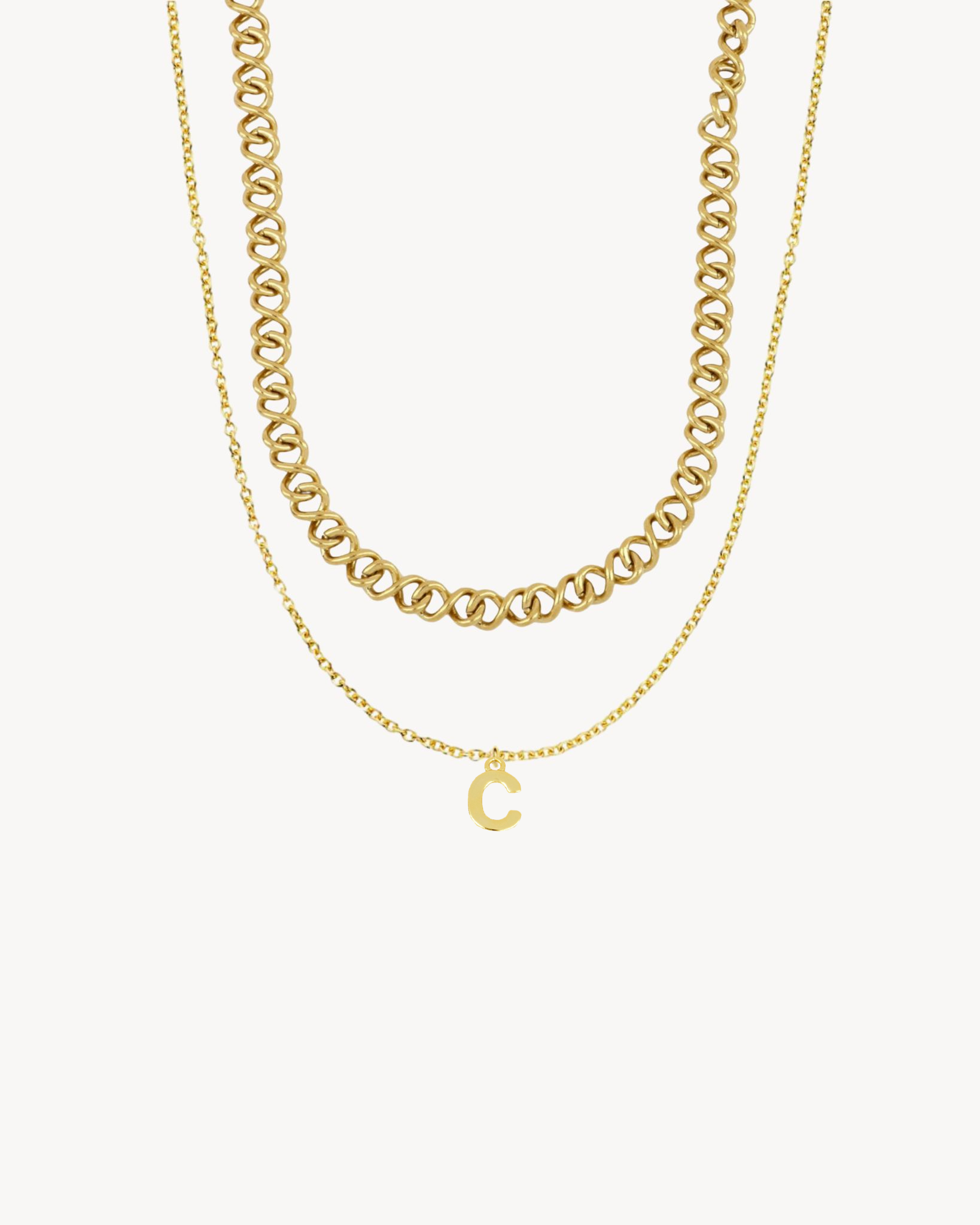 PACK | BRAIDED NECKLACE + MINI GOLD INITIAL