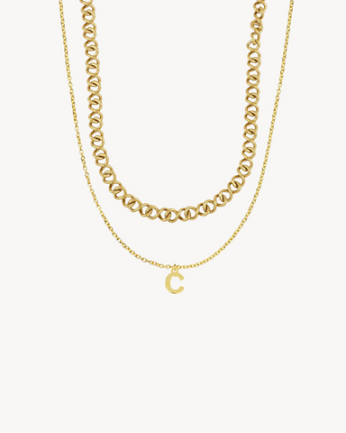 PACK | BRAIDED NECKLACE + MINI GOLD INITIAL
