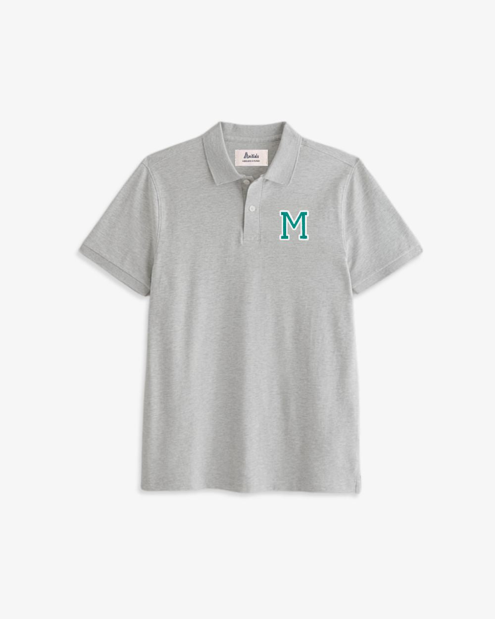 KIDS - GREY POLO SHIRT | INITIAL MICRO CLASSIC GREEM