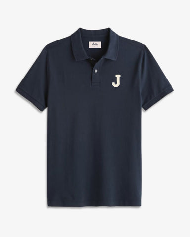 NAVY BLUE POLO SHIRT | INITIAL MICRO CURL