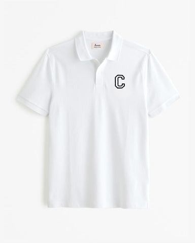 WHITE POLO SHIRT | INITIAL MICRO CLASSIC