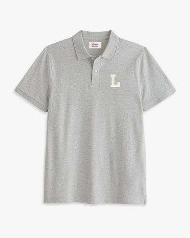 GREY POLO SHIRT | INITIAL MICRO CURL