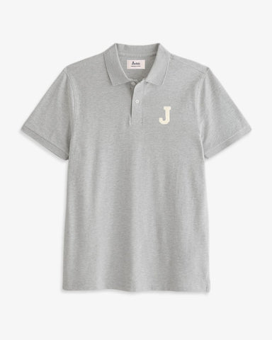 GREY POLO SHIRT | INITIAL MICRO CURL