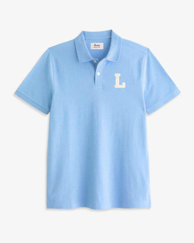 LIGHT BLUE POLO SHIRT | INITIAL MICRO CURL
