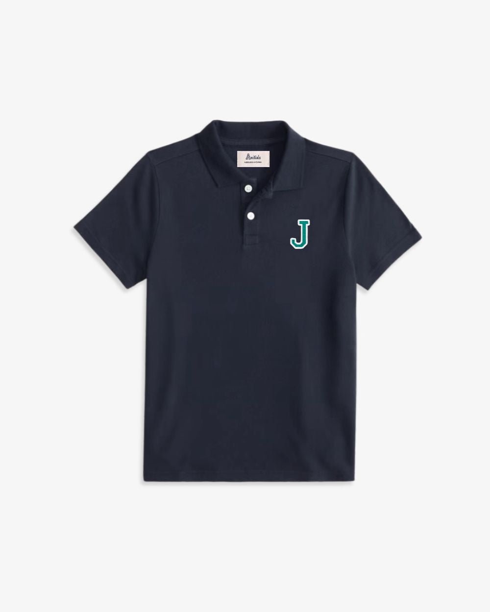 KIDS - NAVY BLUE POLO SHIRT | INITIAL MICRO CLASSIC GREEN