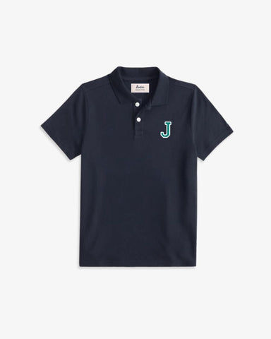 KIDS - NAVY BLUE POLO SHIRT | INITIAL MICRO CLASSIC GREEN