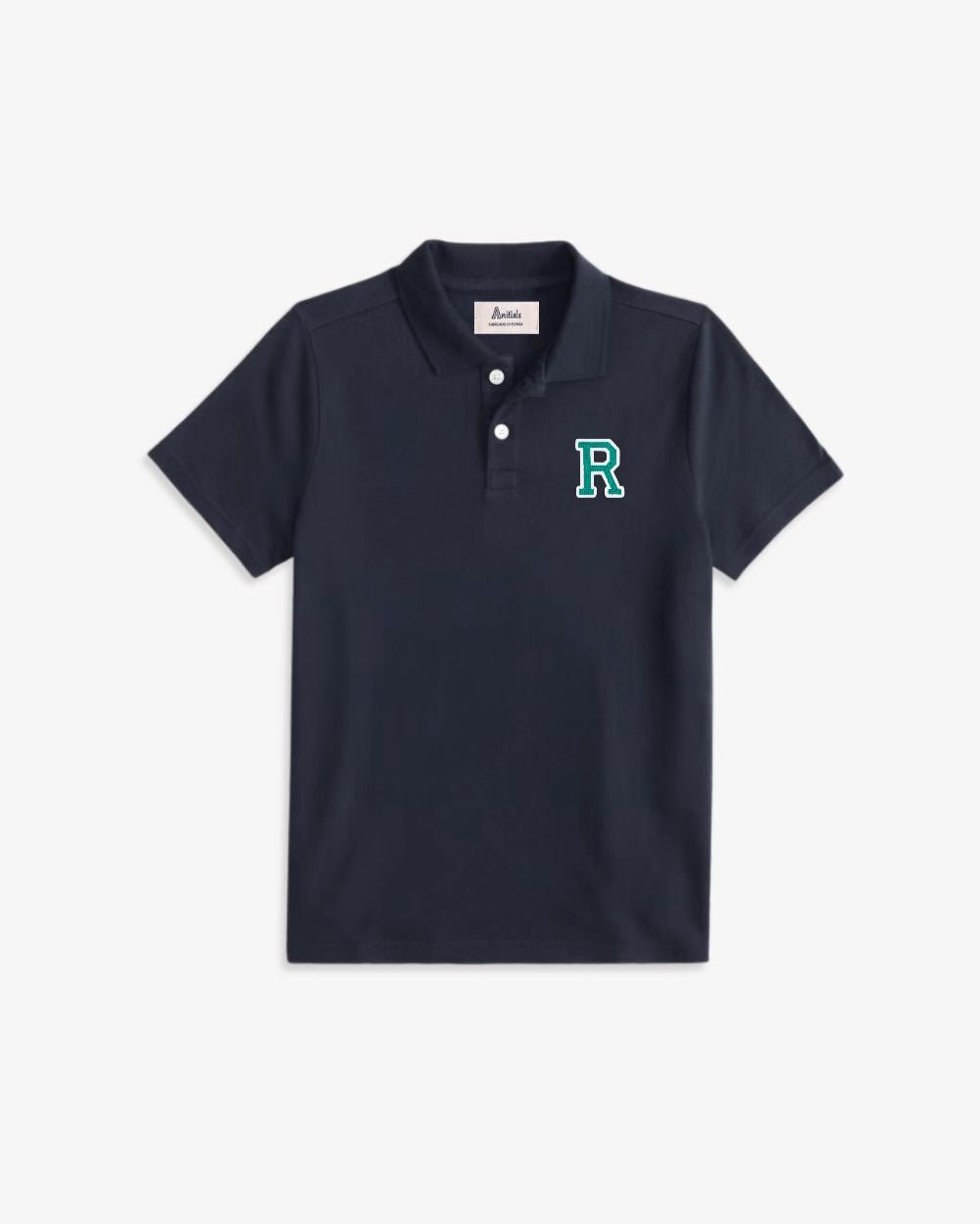 KIDS - NAVY BLUE POLO SHIRT | INITIAL MICRO CLASSIC GREEN