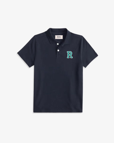 KIDS - NAVY BLUE POLO SHIRT | INITIAL MICRO CLASSIC GREEN