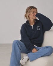 SUDADERA ZIPPER MARINO INICIAL
