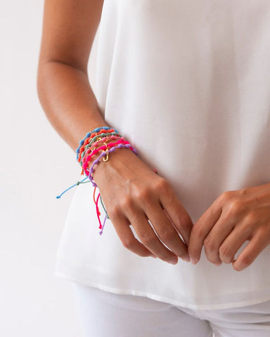 PULSERA NUDOS ROSA | INICIAL MINI