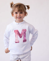 BABIES & KIDS - SUDADERA BLANCA | INICIAL LENTEJUELAS