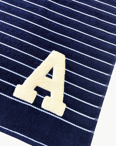NAVY BLUE STRIPED TOWEL | ONE OR MORE LARGE INITIALS