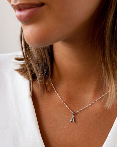 WHITE ZIRCONS INITIAL NECKLACE