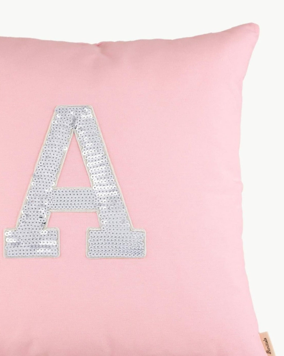 LIGHT PINK CUSHION | SILVER SEQUINS INITIAL