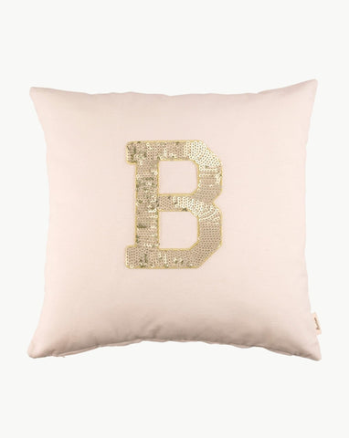 OFF-WHITE CUSHION | GOLDEN SEQUINS INITIAL