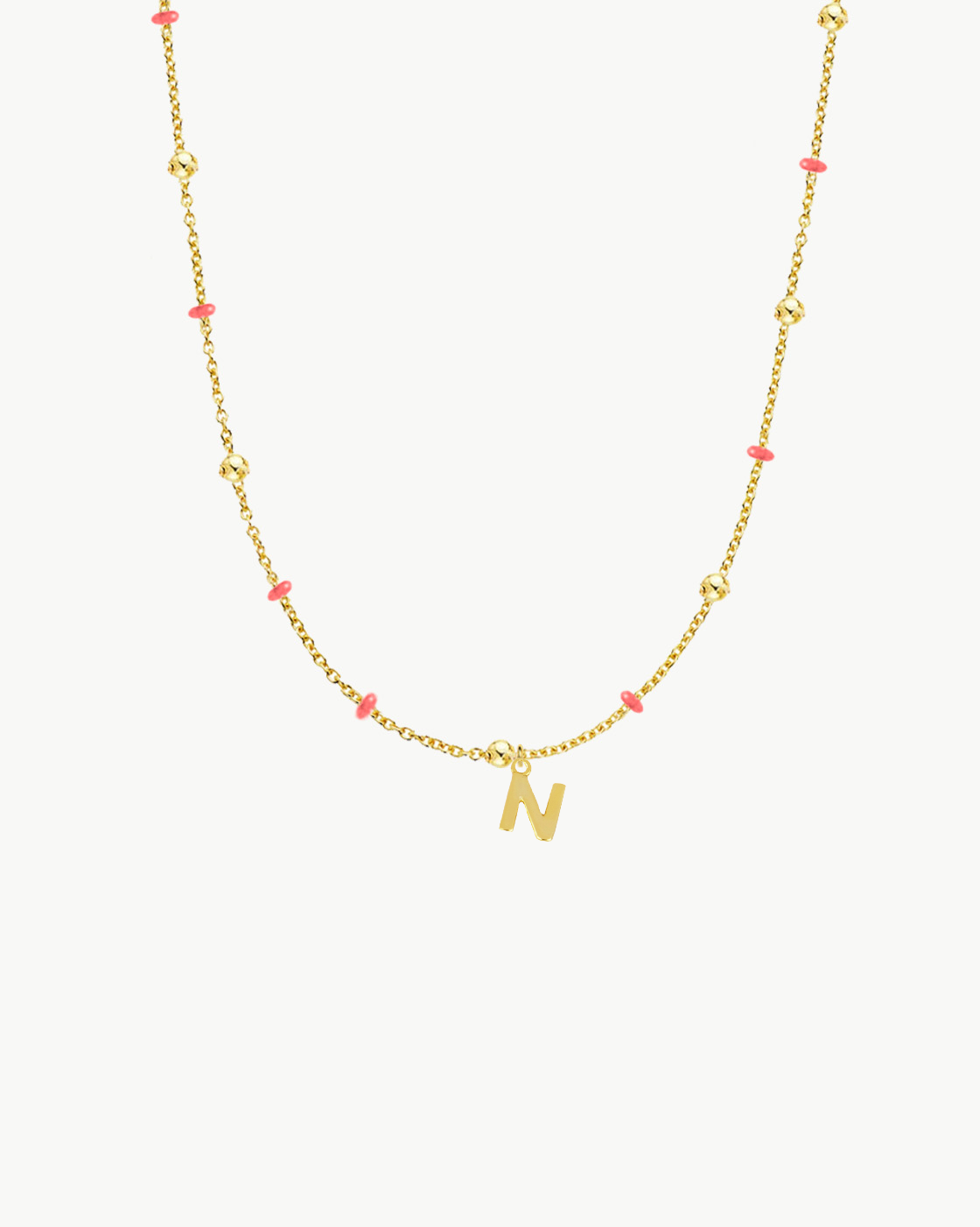 CORAL BALLS NECKLACE | INITIAL MINI GOLD