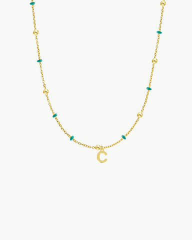 TURQUOISE BALLS NECKLACE | INITIAL MINI GOLD