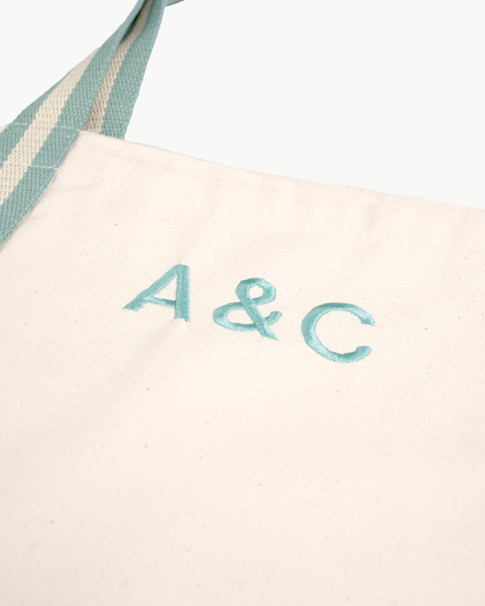 TOTE BAG CONTRAST MINT OSCURO | BORDADO PERSONALIZADO